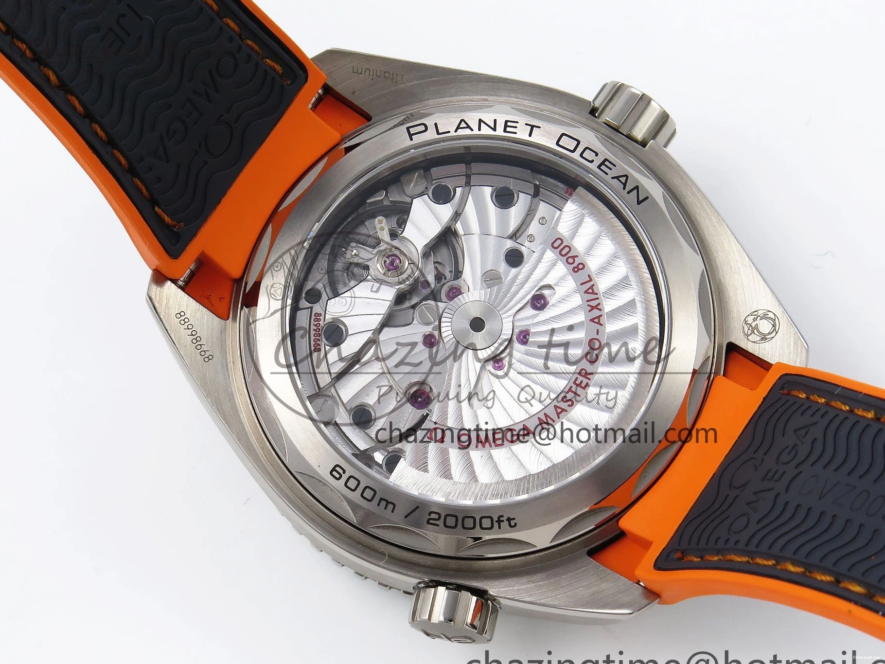 0210 Comfortable Planet Ocean 43.5mm SS VSF 1:1 Best Edition Black Orange Bezel Gray Dial on Nylon Strap A8900 Super Clone V 7730